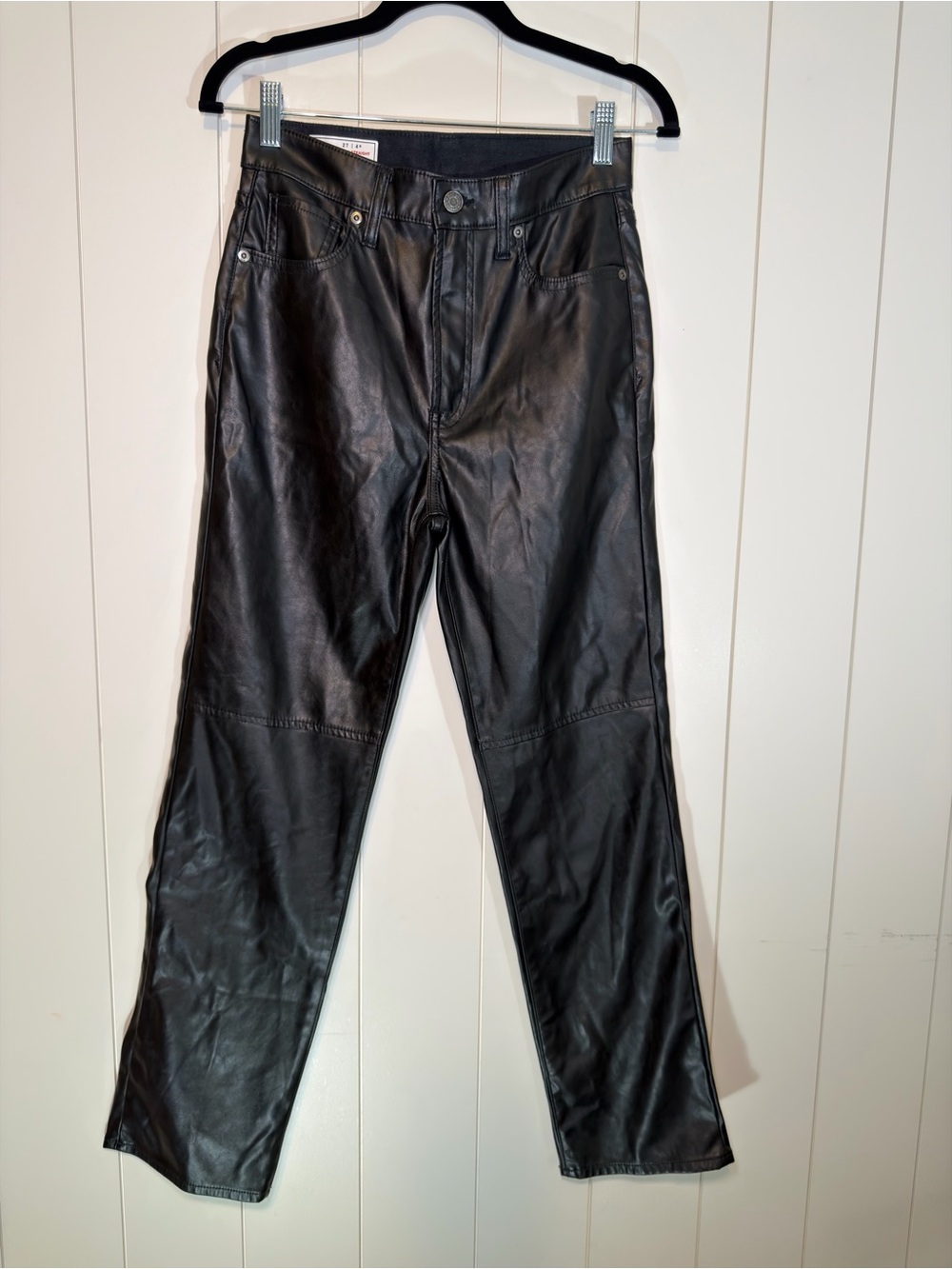 Gap black faux leather pants, Size 27